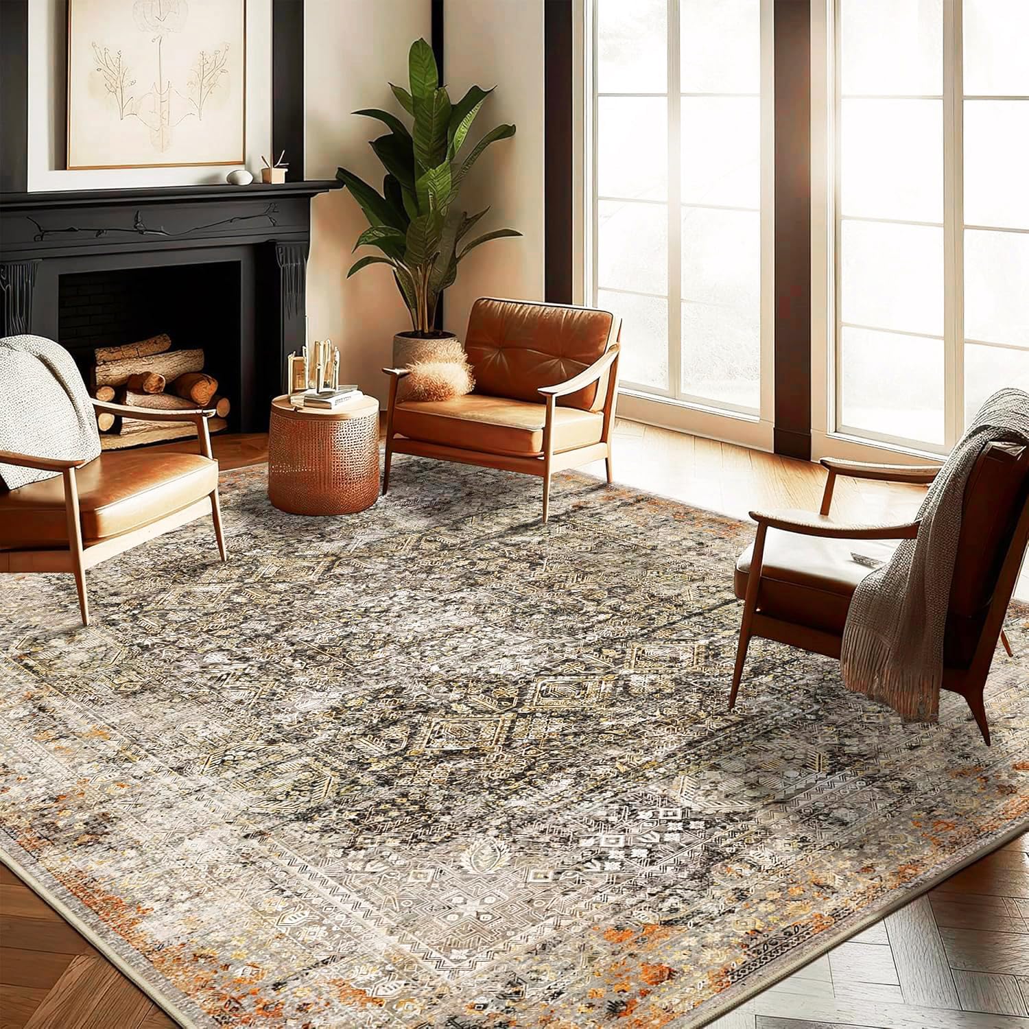 Amazon.com: CHAMPLANT Area Rug 9'x12' Washable Vintage Traditional