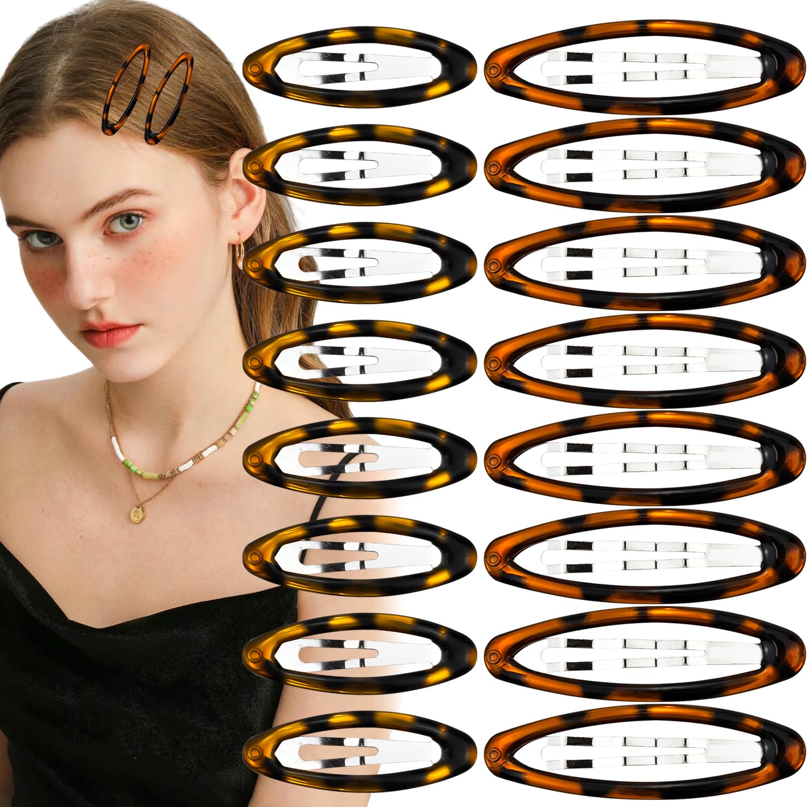 Amazon.com : 30PCS Oval Snap Hair Clips, Epoxy Metal Snap Clips