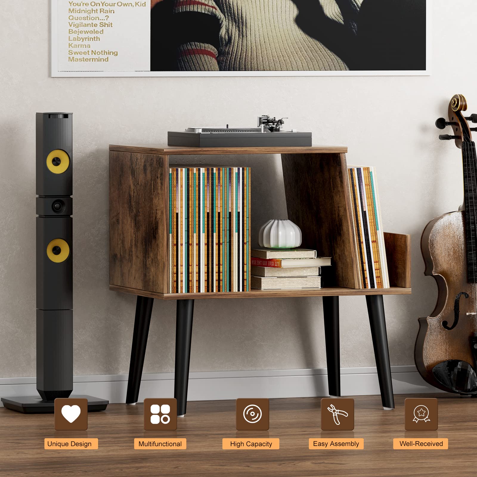 Amazon.co.jp: Huakan レコードプレーヤースタンド レコードプレーヤー