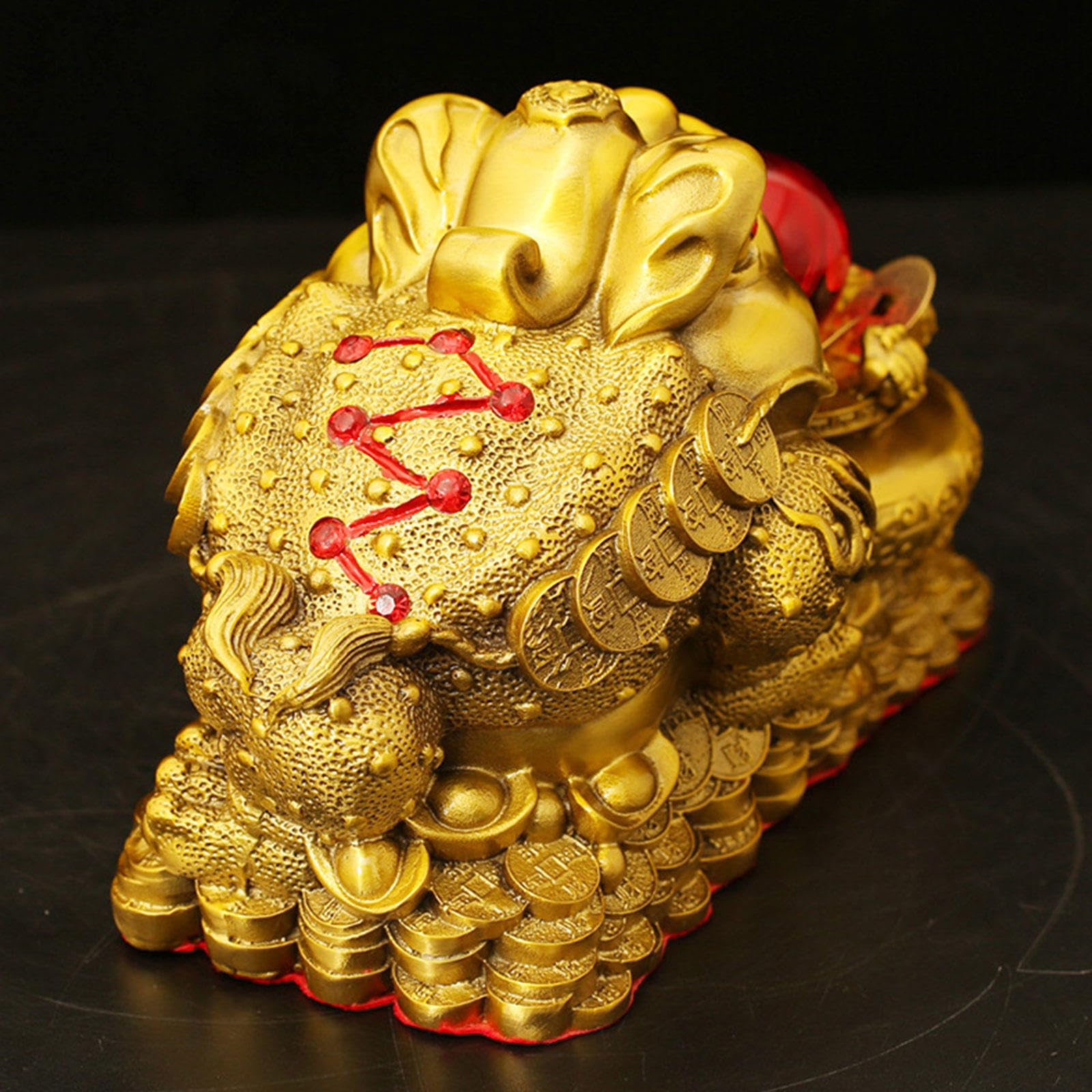 Amazon.co.jp: 風水 金のヒキガエル 幸運のお金のカエル 中国の豊穣の