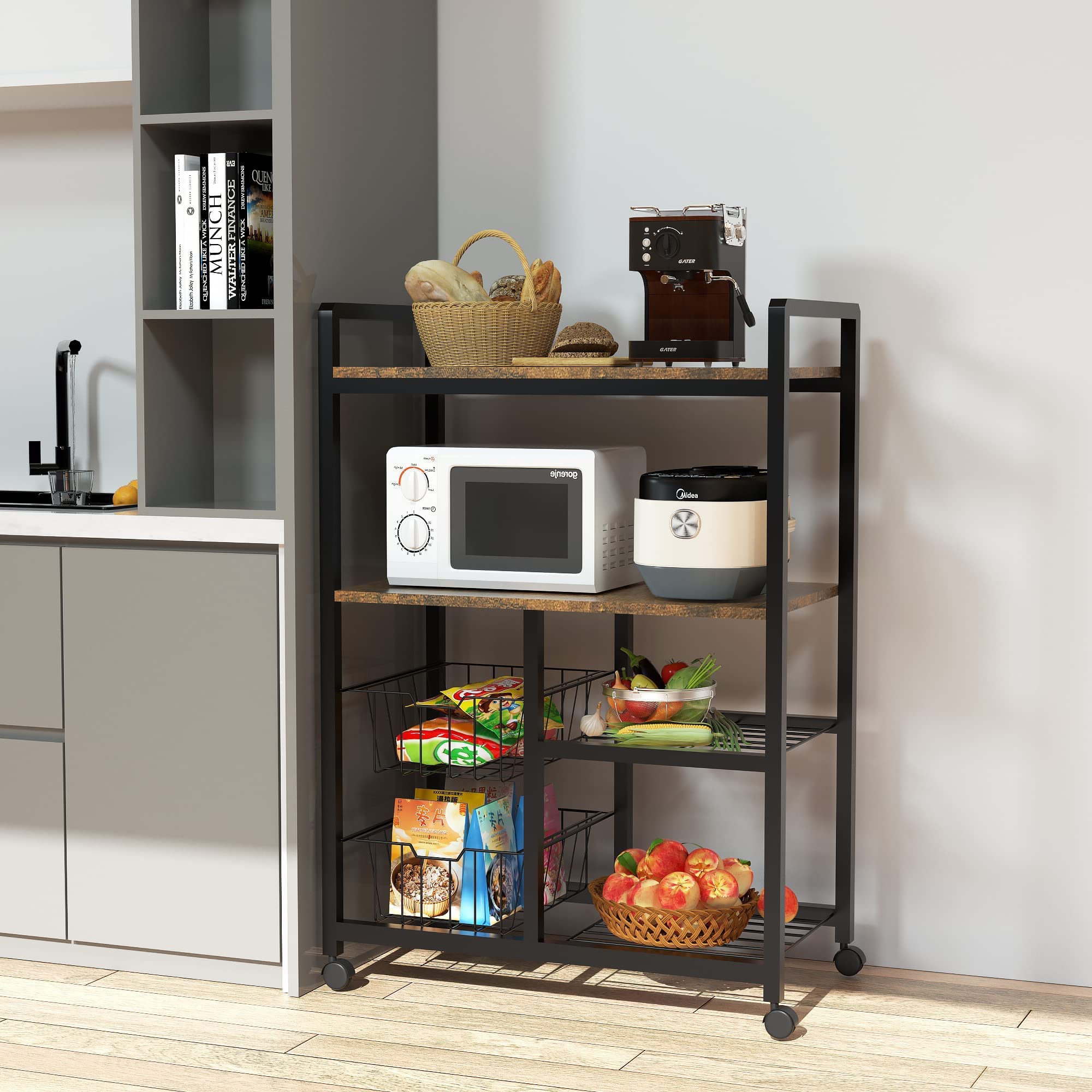 Amazon.co.jp: CJMM レンジ台 レンジラック キッチンワゴン