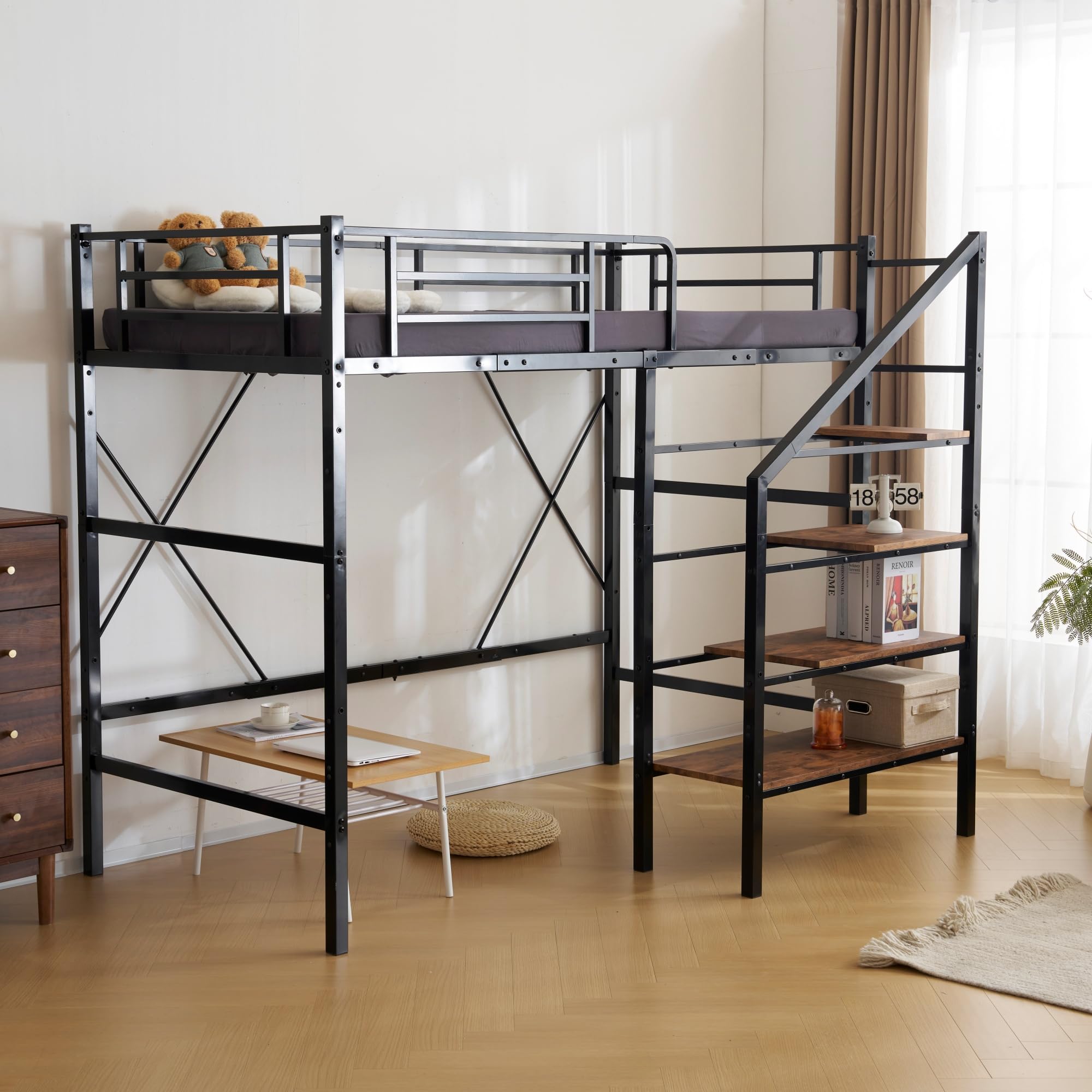 Amazon｜Chic ZONE ロフトベッド 階段付き 高さ170cm コンパクト 大人