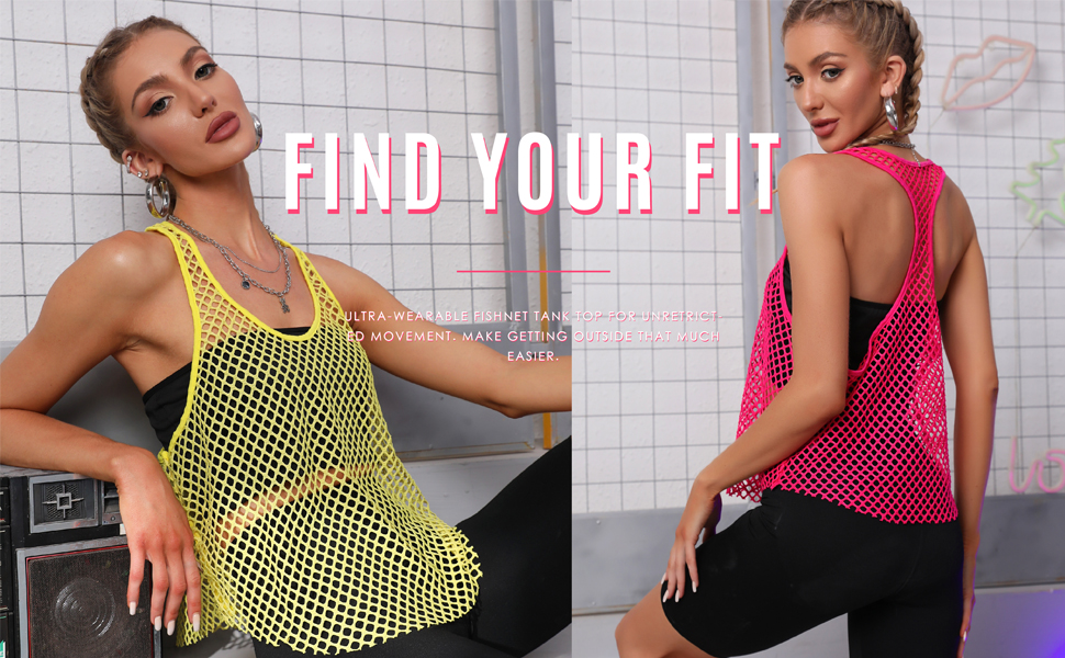 CLOZOZ Fishnet Tank Tops Women Mesh Top See Through Tops for Women