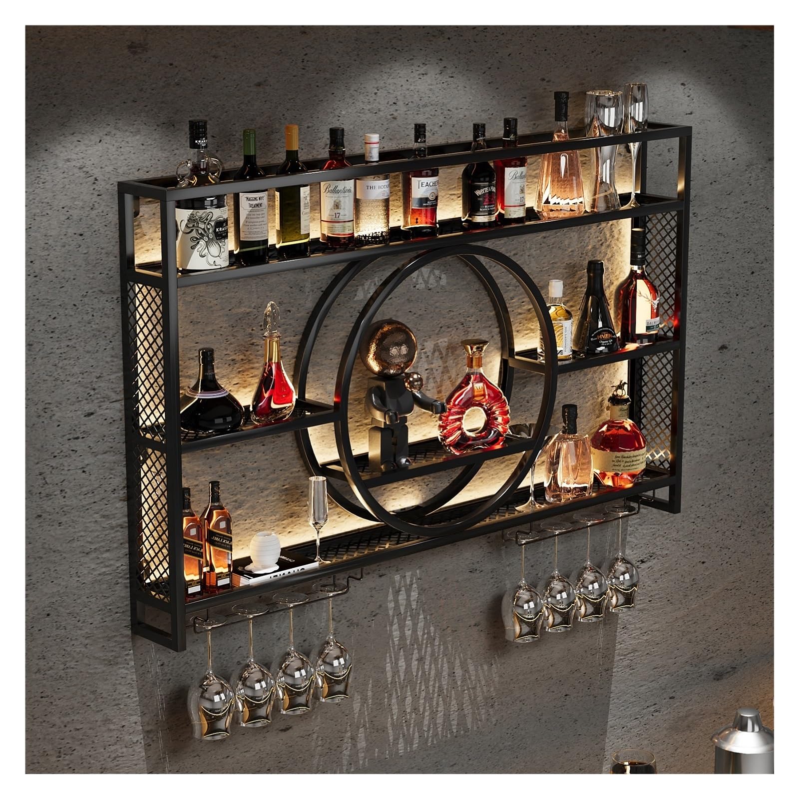 Amazon｜ワインラック 酒棚、キッチン収納ラック バー棚、ワインセラー