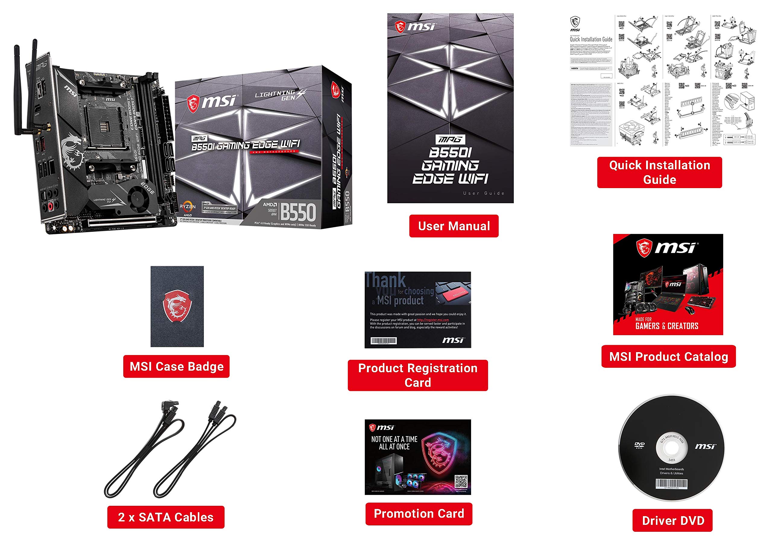 MSI MPG B550I Gaming Edge WiFi Placa-mãe para jogos (AMD AM4, DDR4