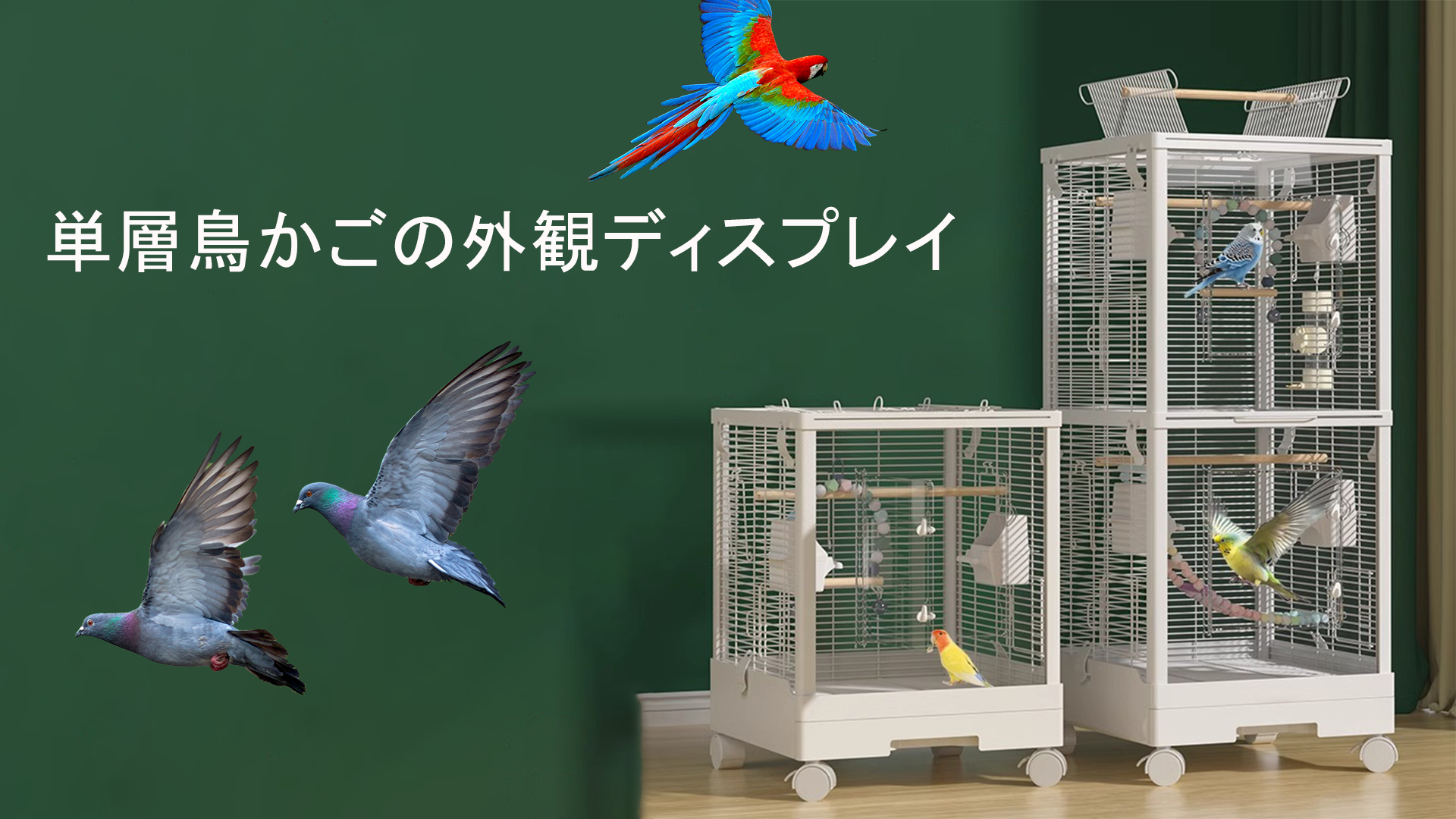 Ruexue鳥かご 透明アクリル扉 シングルレイヤー（45x45x57.5cm