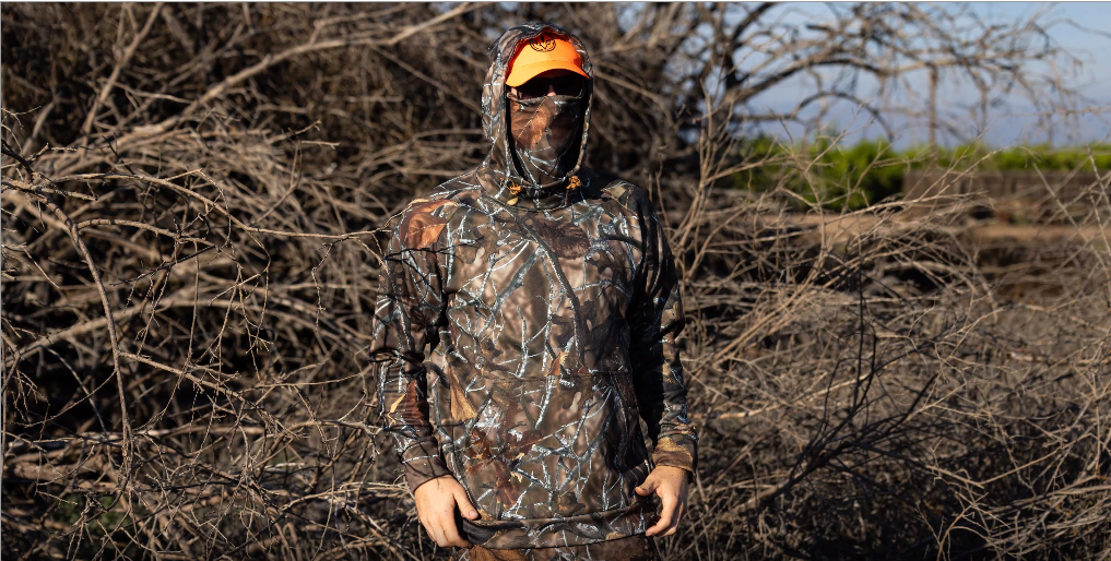 BASSDASH Men's Fishing Fleece Hoodie with Neck Gaiter Water