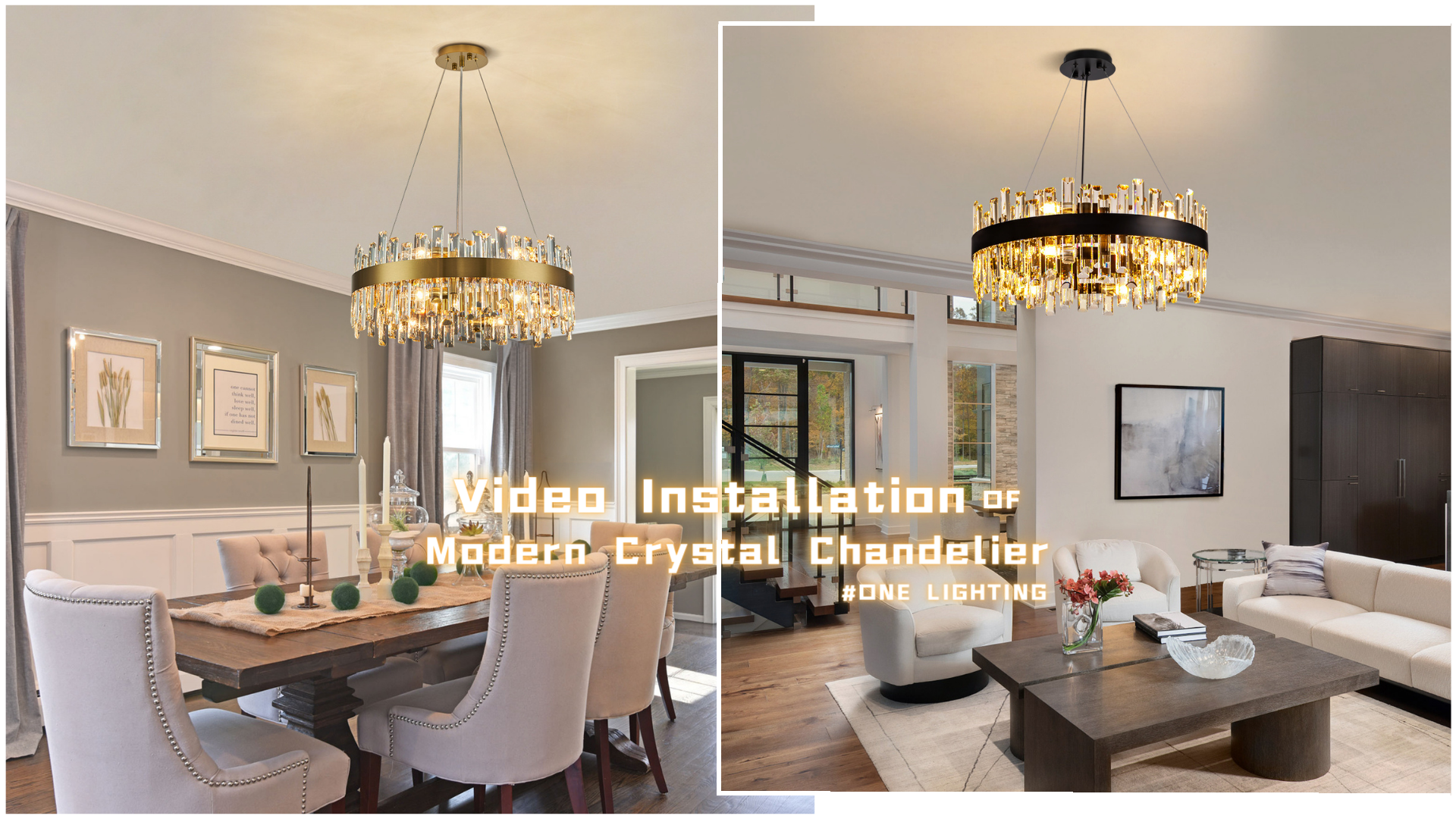 Siljoy Black Crystal Chandelier for Dining Room, Modern 2-Tiers K9