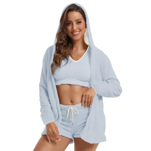 Amazon.com: JBT Women's Sexy Fuzzy 3 Piece Outfits Fleece Warm