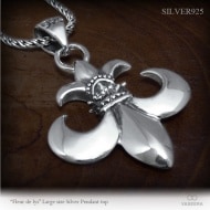 全長40mm フルール・ド・リス(ユリの紋章) シルバー ペンダント トップ