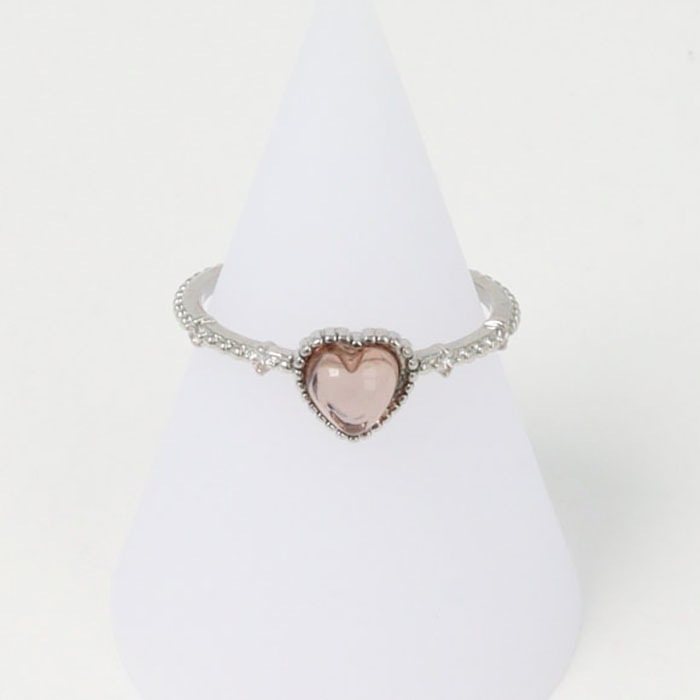 残りわずか】【ピンクシルバー完売】リング 9号 ハート ストーン