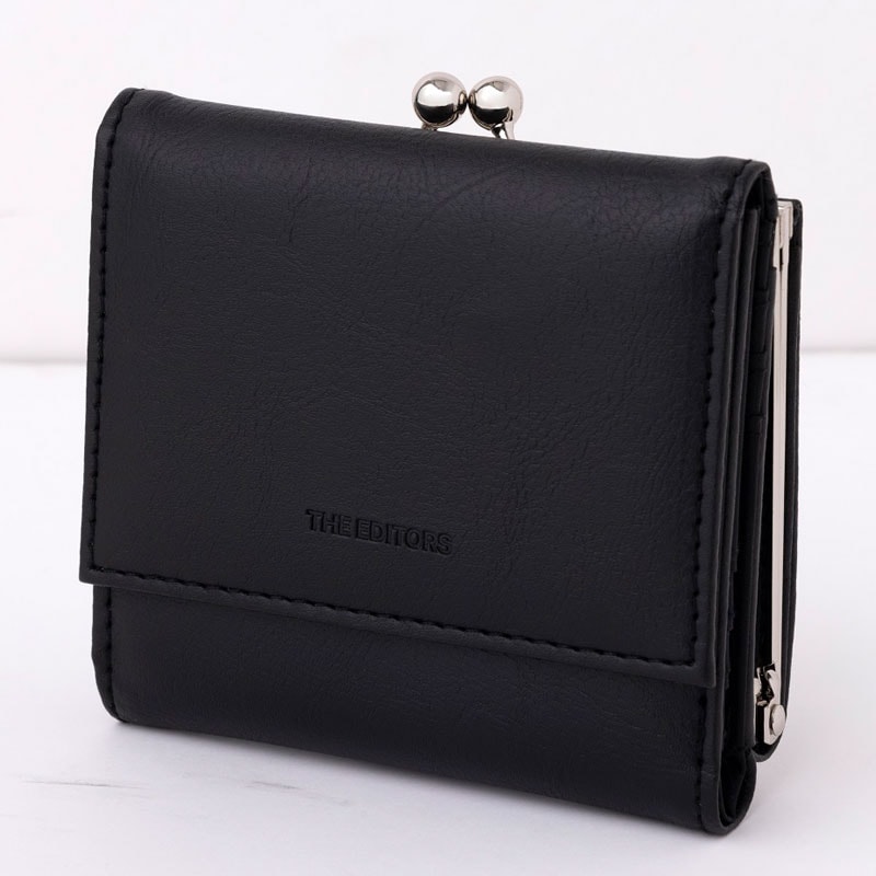 THE EDITORS ガバッと開いてパチンと閉まる がま口ミニ財布 BLACK