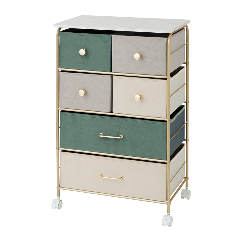 4段チェスト60W IF KT5686D-GN グリーン ゴールド【お客様組み立て商品