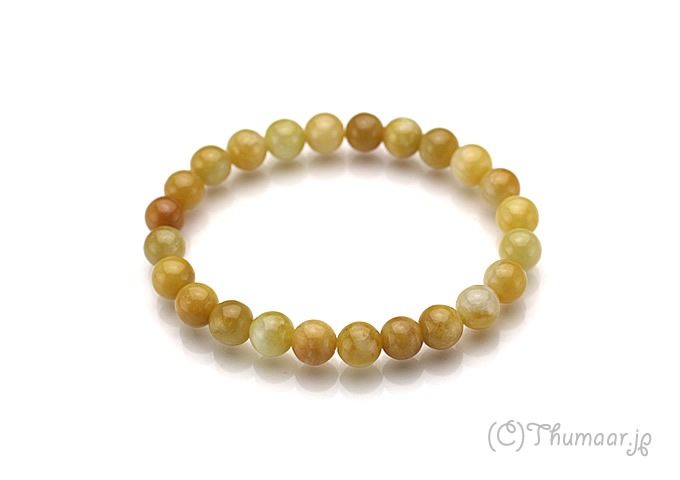 鑑別書付き】イエロー翡翠のブレスレット【8mm】｜パワーストーンの