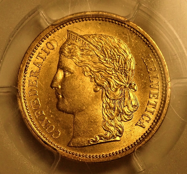 スイス1883年20フラン金貨、MS64+高鑑定 | アンティーク・コイン