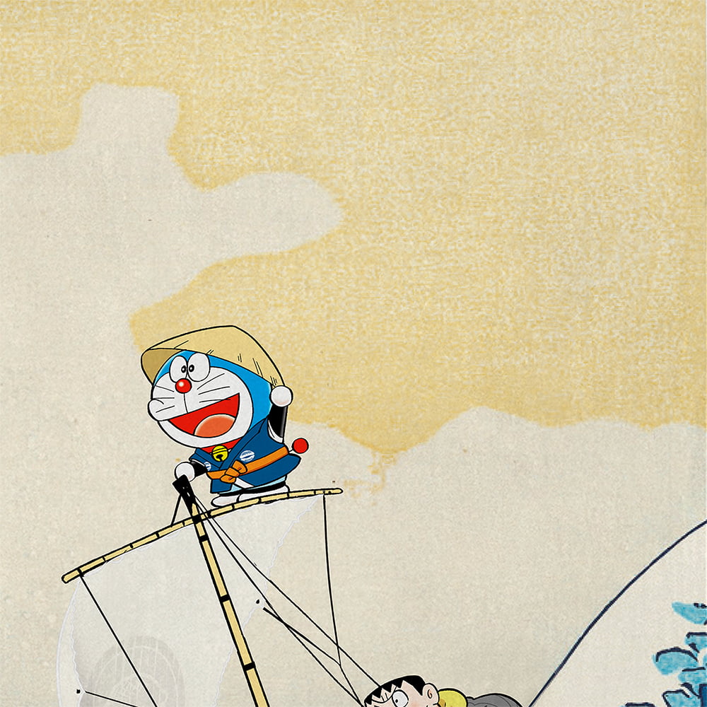 ドラえもん 浮世絵木版画「富嶽三十六景 神奈川沖浪裏」｜浮世絵工房