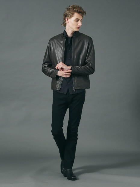 20%OFF シングル レザージャケット ダークブラウン 5351POUR LES