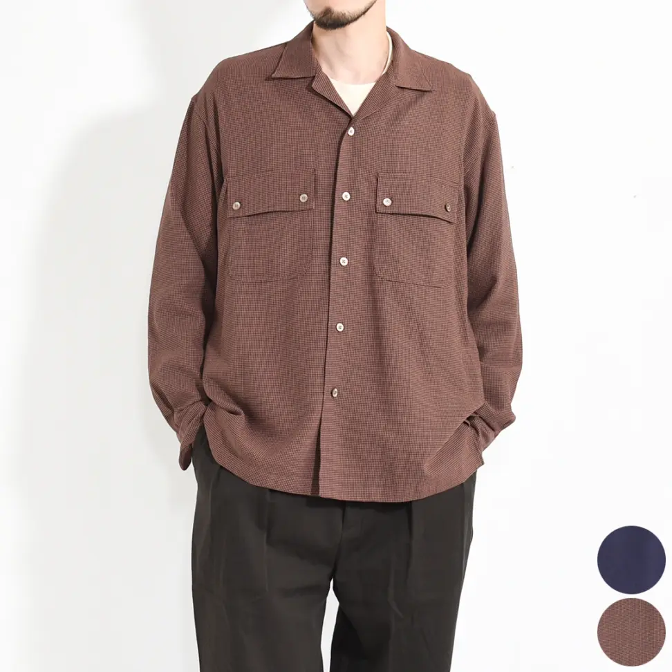 USH61-KC218]ULTERIOR(アルテリア)RAYON LINEN CHECK W/P SHIRT