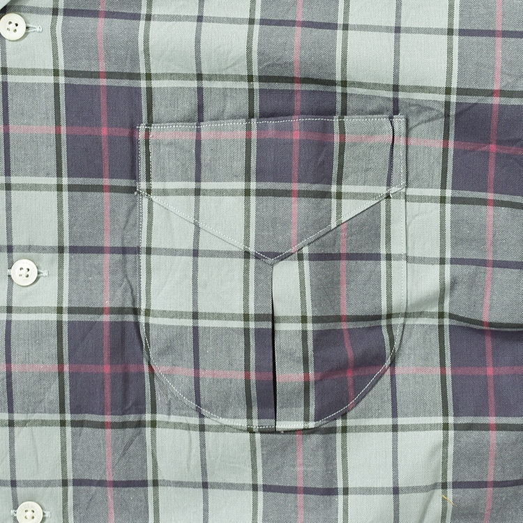 PMAR-SS01]PHIGVEL(フィグベル) Cambric Check Open Collar SS Shirt