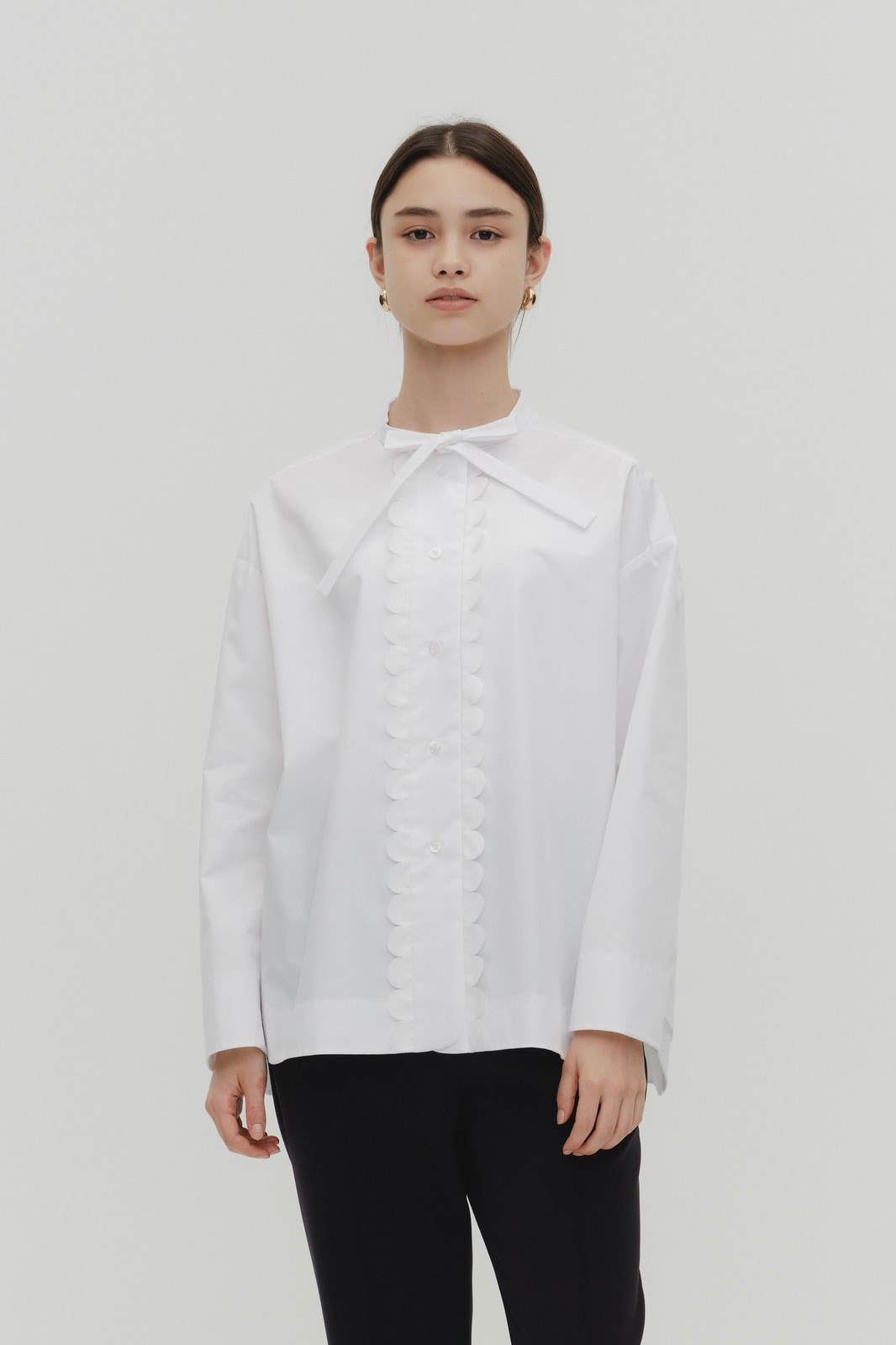 yori フクレサイドギャザーブラウスライトサックス38 ヨリ yori サイド