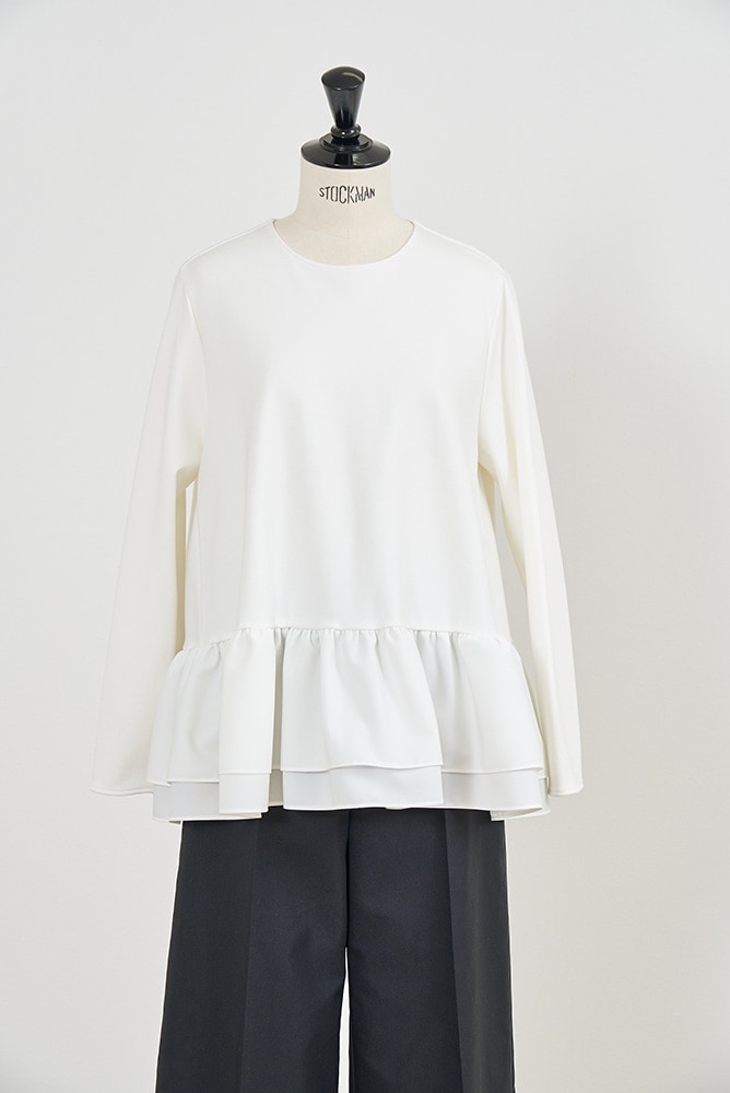 yori ぬくぬくワイドヘムギャザーブラウス ホワイト 38