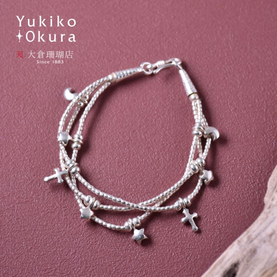 SV925 月 星 クロス 3連ブレスレット | Yukiko Okura,ブレスレット