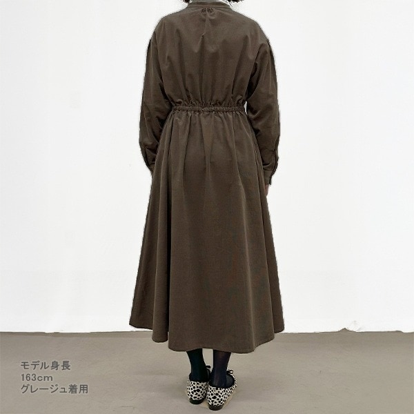 ワンピース 『コーデュロイ ドロストシャツワンピース ライトグレー