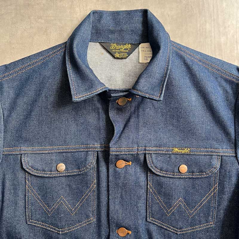 80'S Wrangler 74136NV 14oz Denim Jacket Dead Stock Made in USA 38