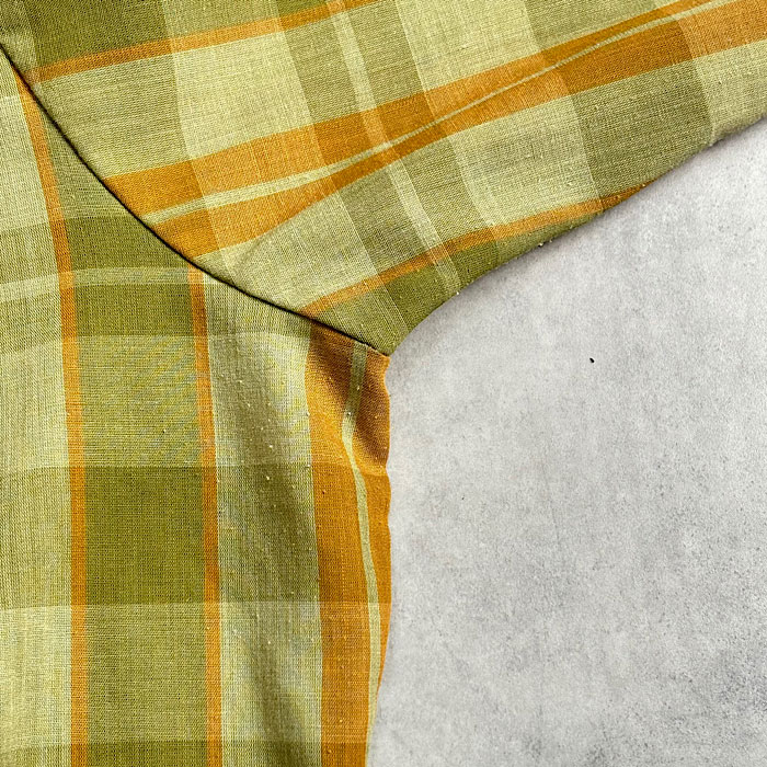 VINTAGE 60's ARROW DECTON PERMA IRON OPEN COLLAR LONG SLEEVE CHECK