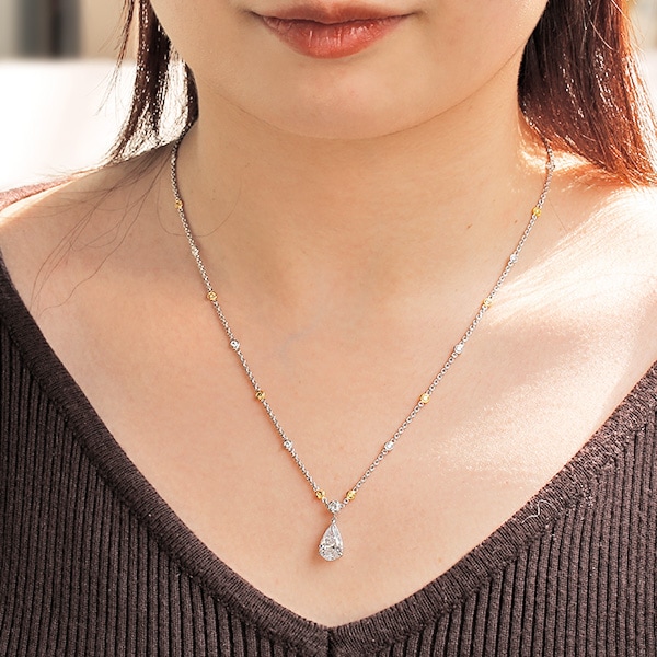 ダイヤモンド ネックレス 2.101ct D SI2 ペアシェイプブリリアント