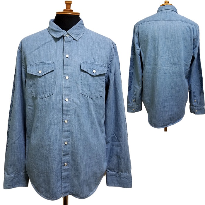 70%OFF】roar ロアー デニムシャツ ブルー 6.5oz SLUB DENIM BASIC