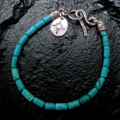 NO.62 筒型 ターコイズ ビーズブレス （小） | ブレスレット