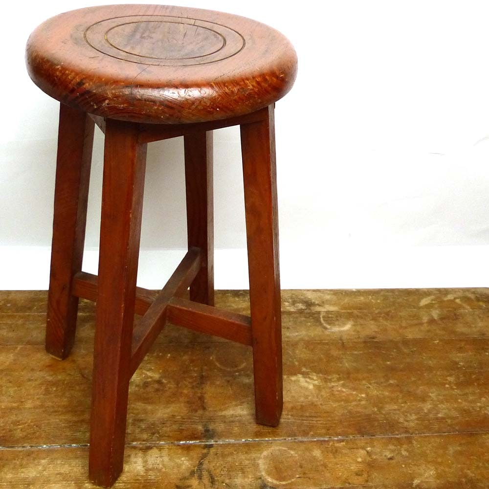 アンティーク / 昭和レトロ ヴィンテージ 丸スツール イス / 丸椅子