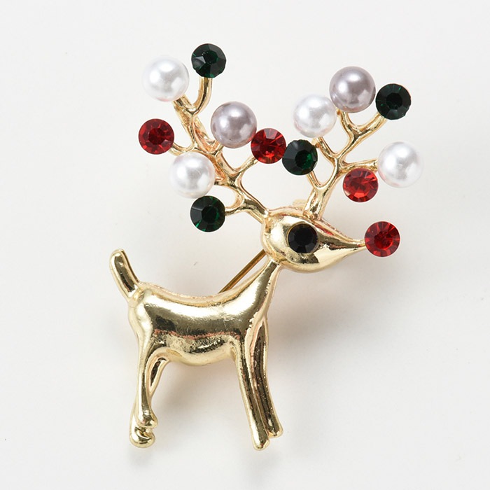 クリスマスブローチ（完成品）/トナカイ【在庫限り ストール留め x'mas