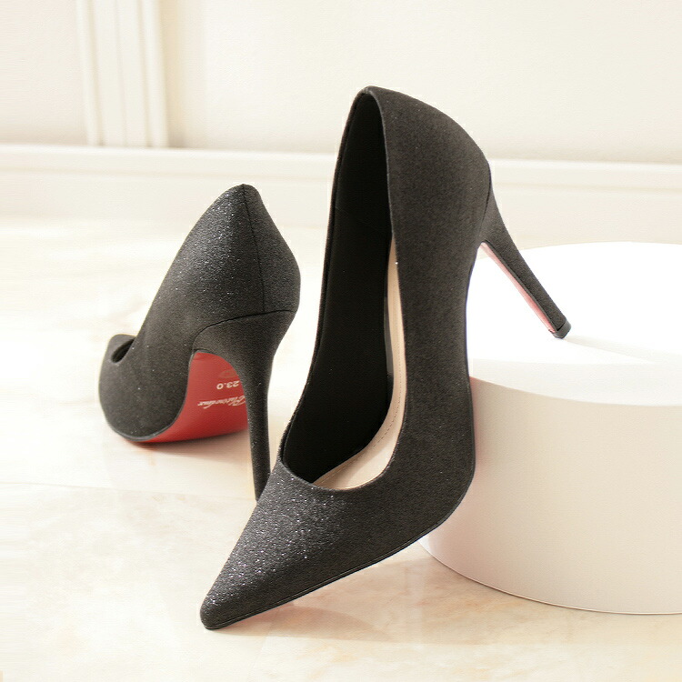 パンプス グラデーション ラメ ハイヒール ポインテッドトゥ