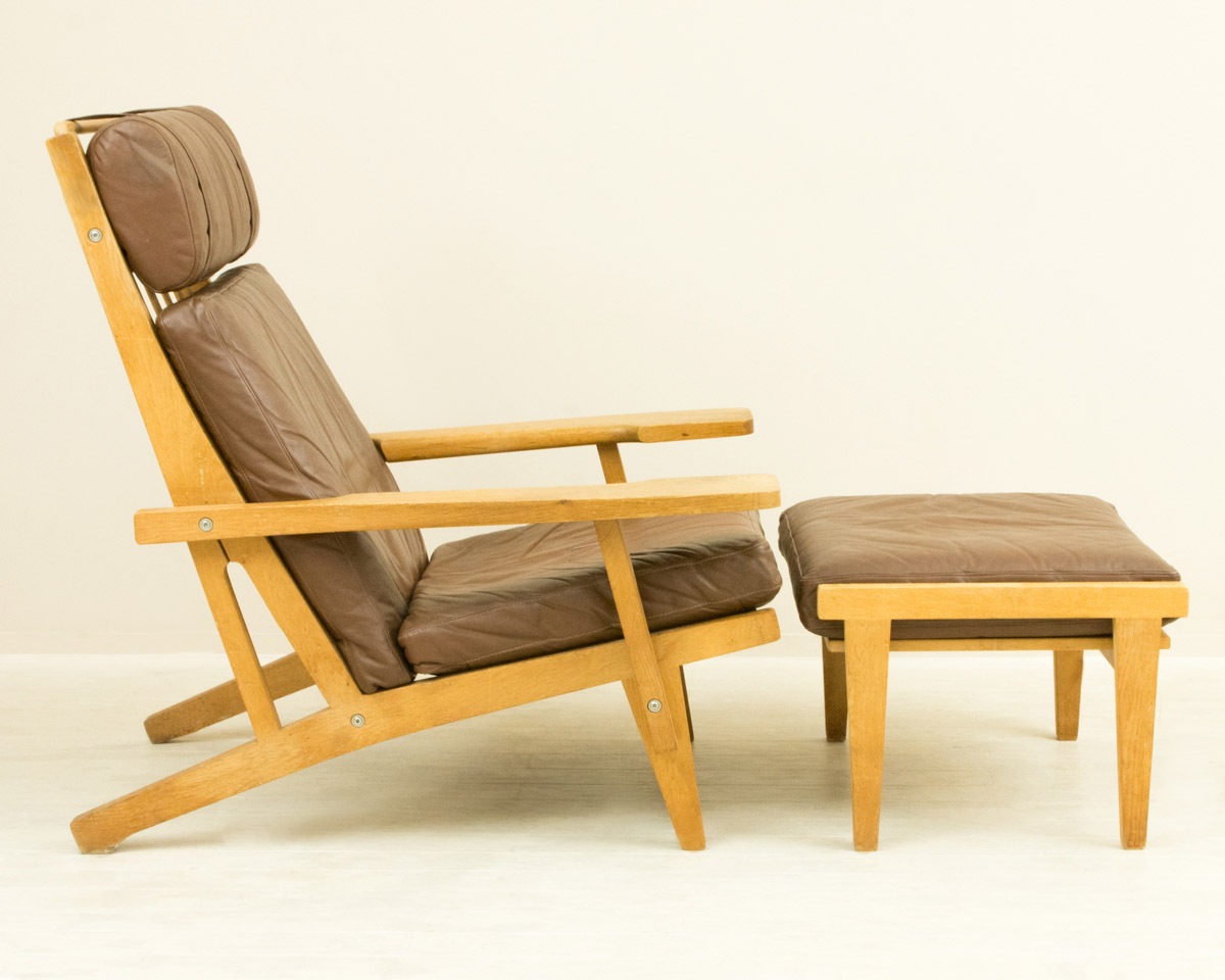 ハンス・ウェグナー GE375 1人掛けソファ オットマン オーク 北欧