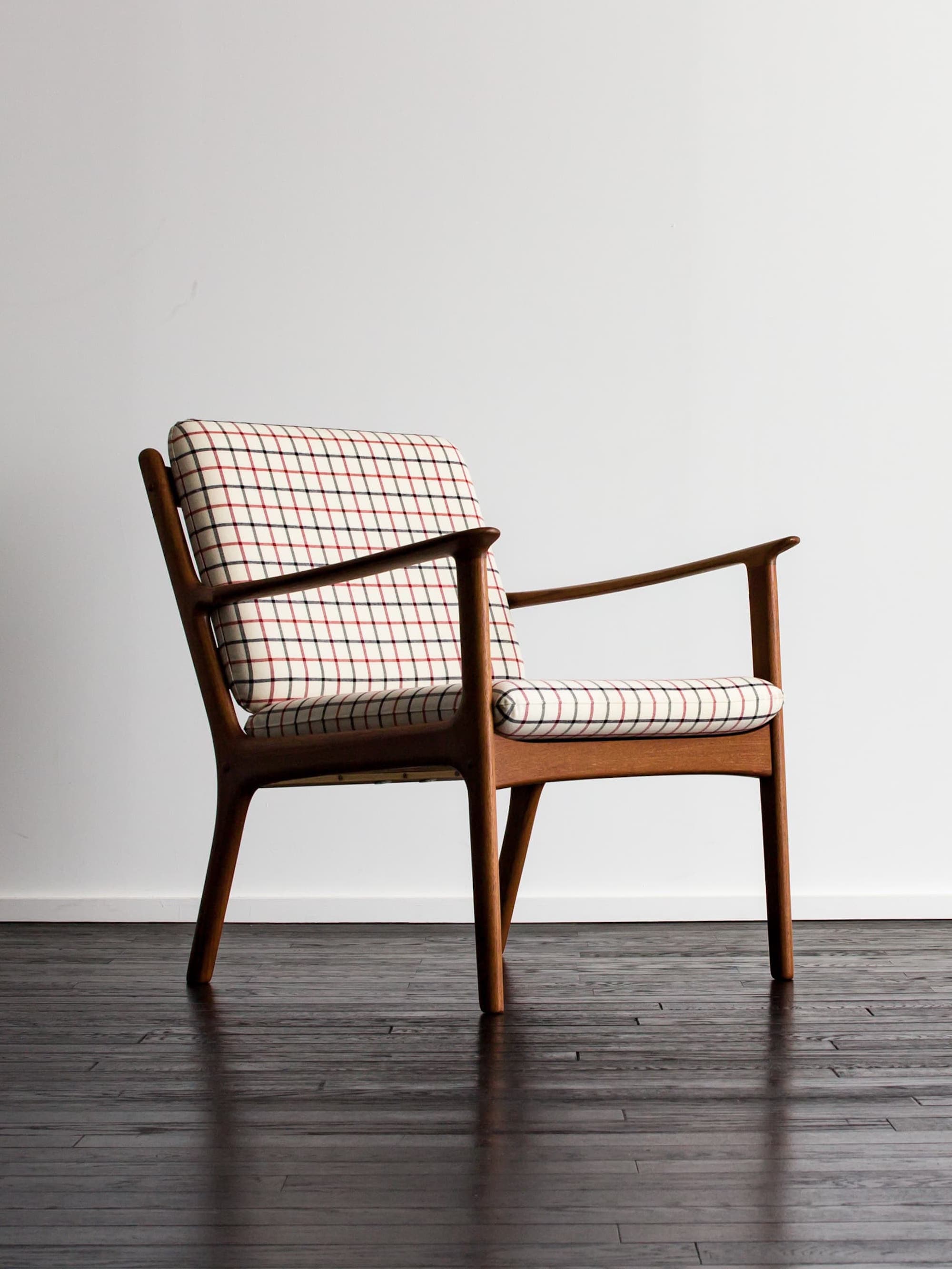 アームチェア チェック柄 北欧ヴィンテージ家具の通販