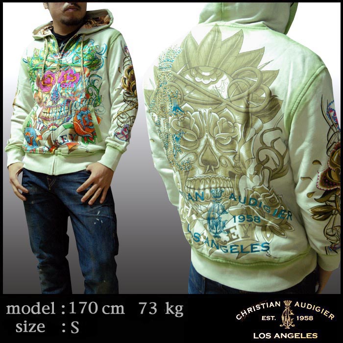 Christian Audigier クリスチャンオードジェー メンズ ジップ パーカー