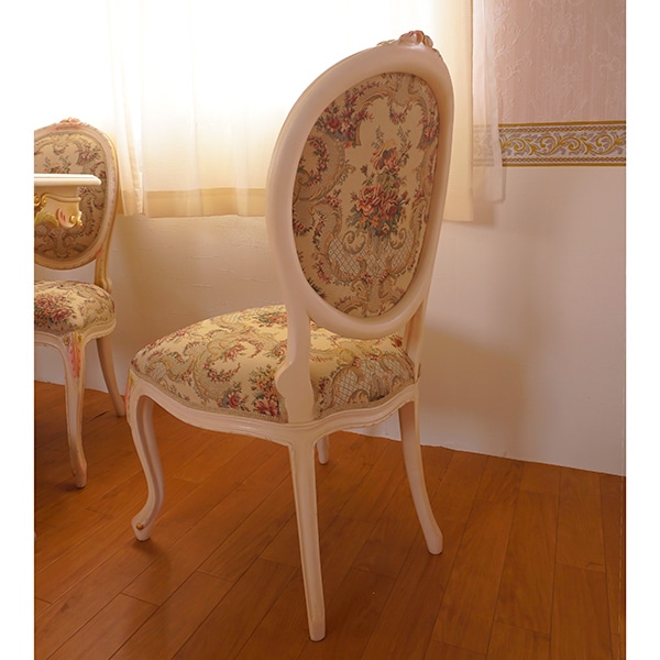 Rococo ロココ調 椅子 ダイニングチェア FabricAローズ マホガニー材