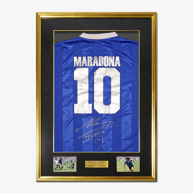マラドーナ直筆サイン入りアルゼンチン代表1986復刻版アウェイ
