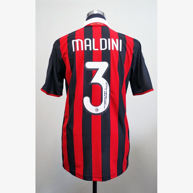 パオロ・マルディーニ直筆サイン入りACミラン08/09ホームユニフォーム
