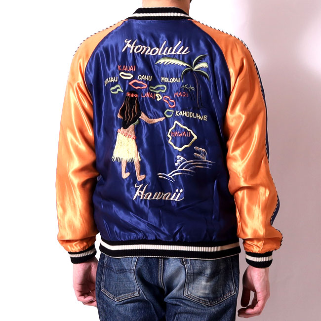 テーラー東洋(TAILOR TOYO) 刺繍リバーシブルスカジャン HAWAII MAP