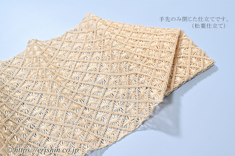 誉田屋源兵衛 八寸織名古屋帯（芭蕉通風段文/生成色）[夏向] ☆再入荷