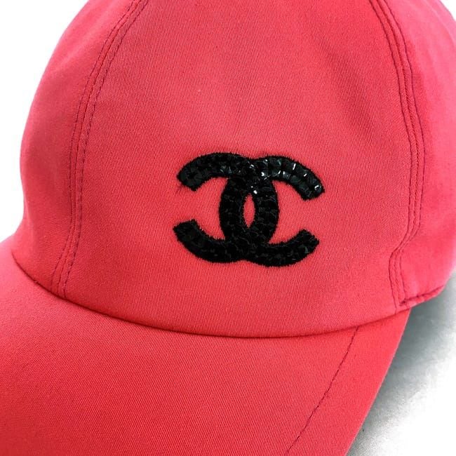 シャネル キャップ ピンク ココマーク 未使用 美品 帽子 コットン 100