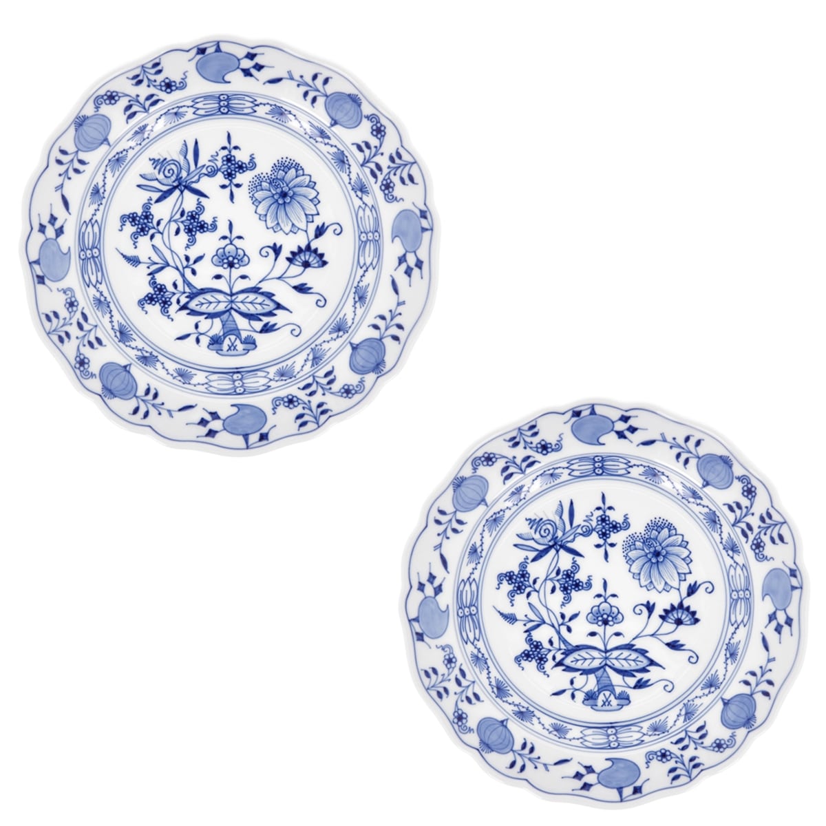 マイセン ブルーオニオン ペアケーキプレート 800101/00501/2P