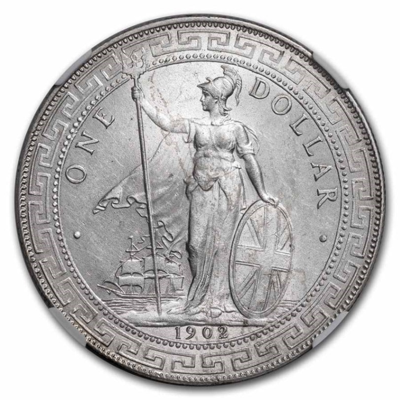 1902年 イギリス 貿易銀 1ドル トレードダラー MS-62 NGC アンティーク