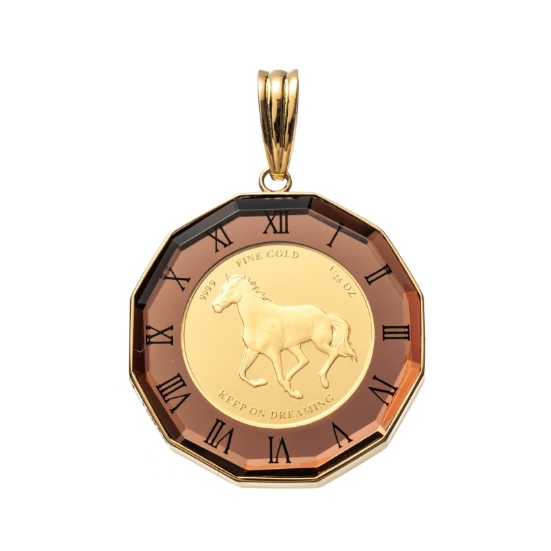 Gold Jewelry】 K24 YG イエローゴールド スターホース メダル PAMP