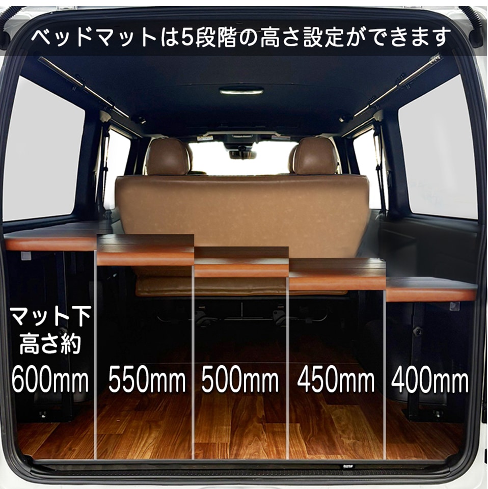 標準S-GL用【チークブラウン】レザータイプ ベッドキット ハイエース