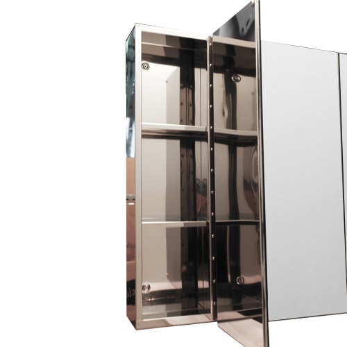 三面鏡 ミラーキャビネット 壁付け 収納 洗面所 ステンレス W750×D130