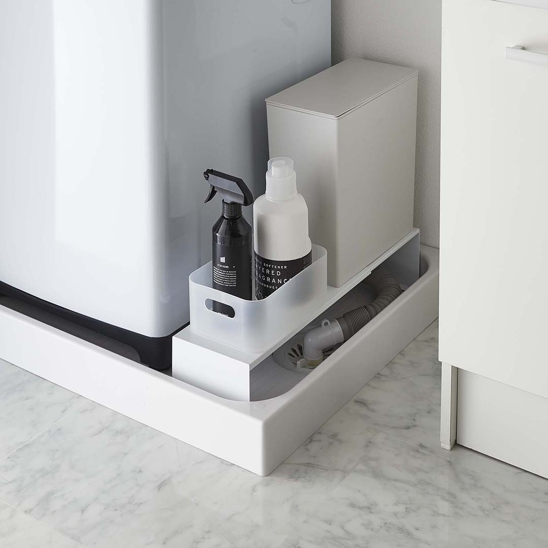 伸縮洗濯機排水口上ラック タワー ホワイト｜洗濯・ランドリー用品